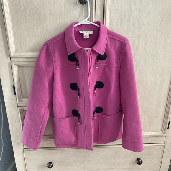 Vintage Wool Coat Pink Merino Jacket Well Made Preppy bubblegum pink toggle - Picture 1 of 5